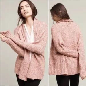 Angels of North Dusty Rose Chunky Knit Open Front Cardigan Cottagecore Anthro